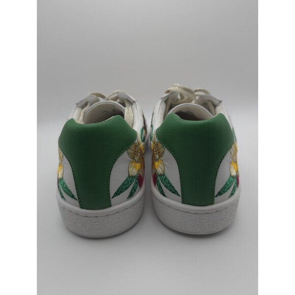 JOHNNY WAS Maisie White Leather Tropical Tiger Embroidered Sneakers ~ Womens 7.5 - Picture 5 of 13
